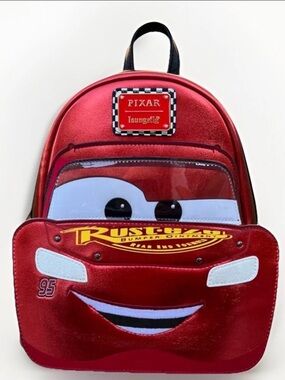 Loungefly Pixar Lightning McQueen Red metallic Backpack nwt exclusive